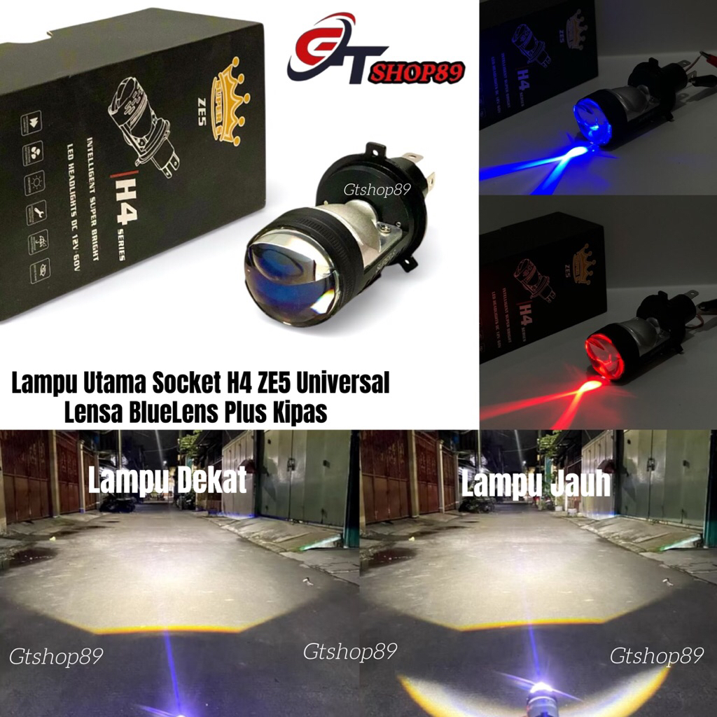 SUPER S ZE 5 - Premium Lampu Utama LED H4 BlueLens Original SUPER S ZE5 High Low Terbaru