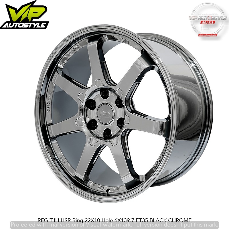 Velg Racing Hsr RFG Type TJH Ring 22 Lebar 10 Pcd 6X139,7 ET35 BLACK CHROME Velg Pajero Fortuner dll