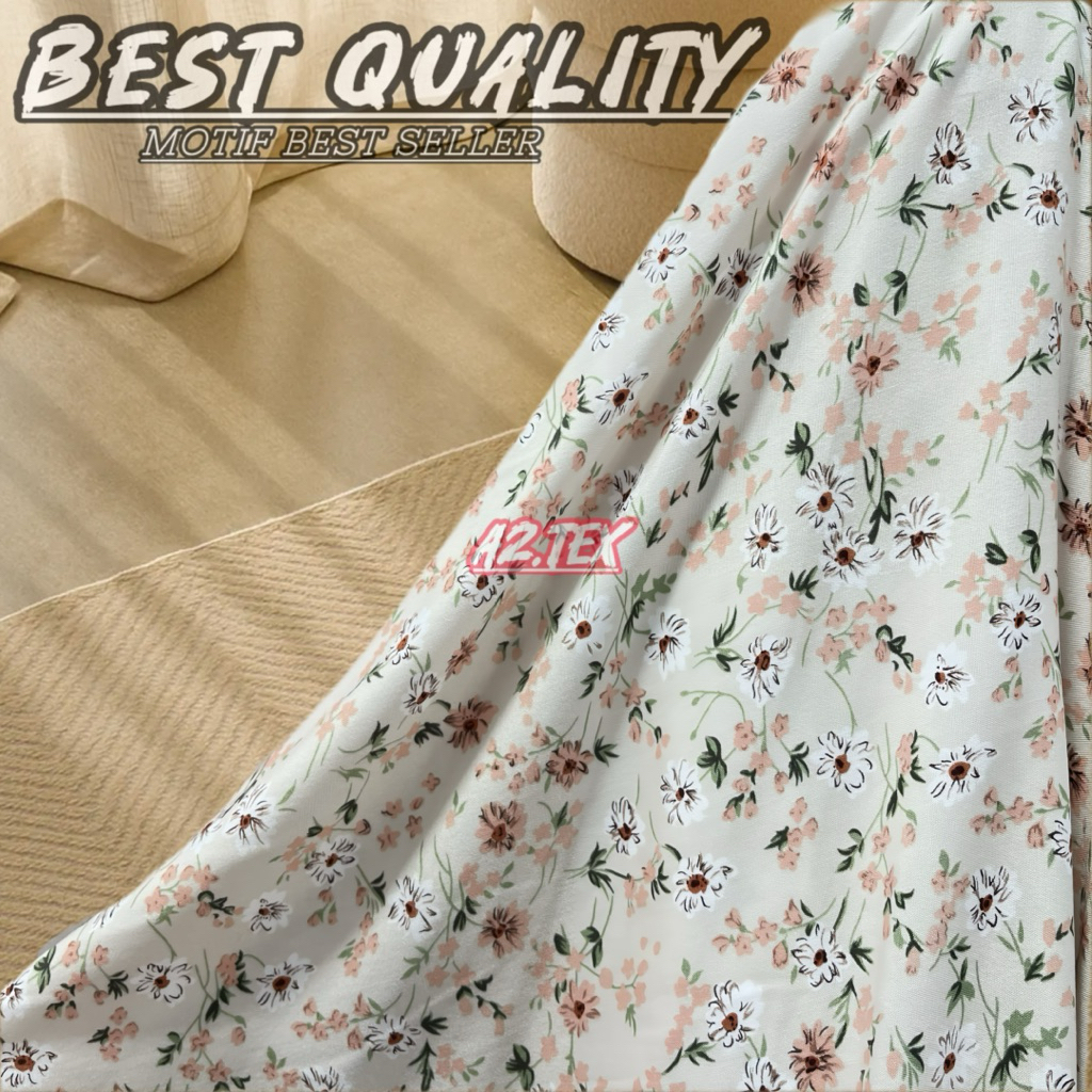 New (Kain Meteran Berkualitas) Kain Katun Rayon Viscose Premium Motif Bunga Kecil Import Cocok Untuk