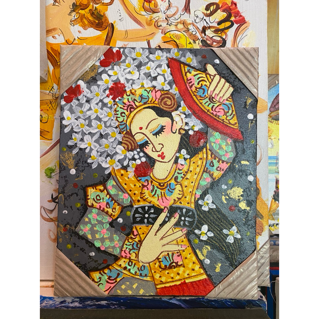 Lukisan Legong keraton Bali, UK : 10r, Lukisan Buatan Tangan, Lukisan Asli