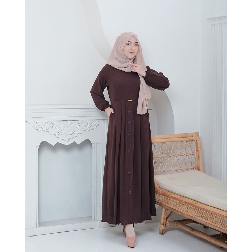 GAMIS NABILA Dress Wanita Busui Friendly Bahan Crinkle Airflow
