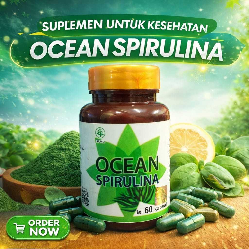 Ocean Spirulina Asli 60 Kapsul | Suplemen Alami Nutrisi Harian | Spirulina Premium