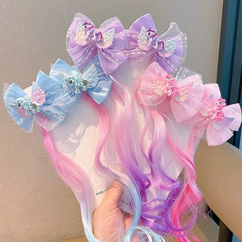 < M.A > Jepitan Anak Unicorn Jepitan Rambut Wig /Jepit Rambut Anak Extension Hair Clip Anak Perempua