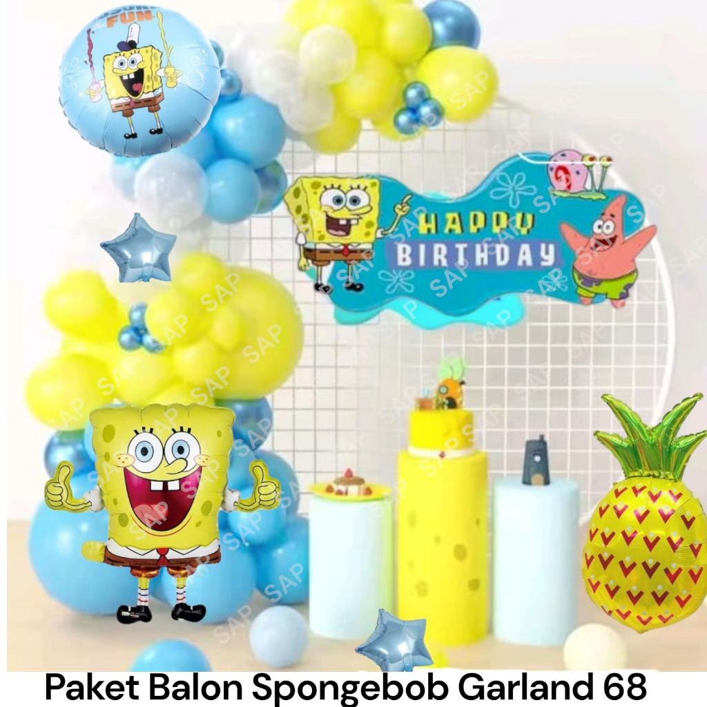 Paket Balon SPONGEBOB GARLAND 68 SP / Dekorasi Balon Spongebob Squarepants