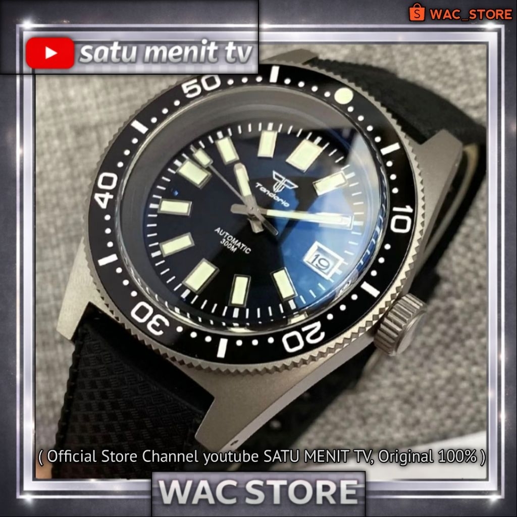 NEW TANDORIO 62 MAS TITANIUM AUTOMATIC SEIKO NH35 A SAFIR DOUBLE DOME + QR COATING WR 300 M SIAP REN