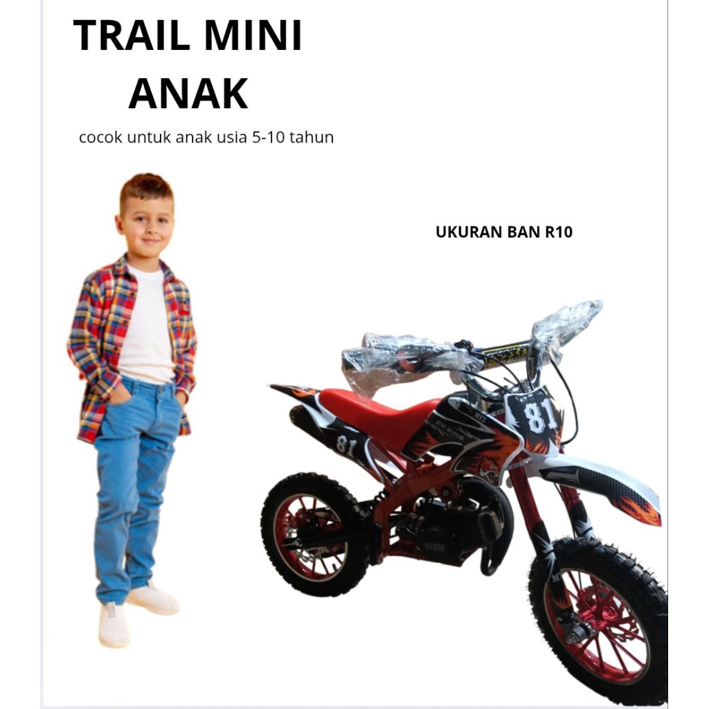 trail mini anak 5-10 tahun mesin 50cc 2t