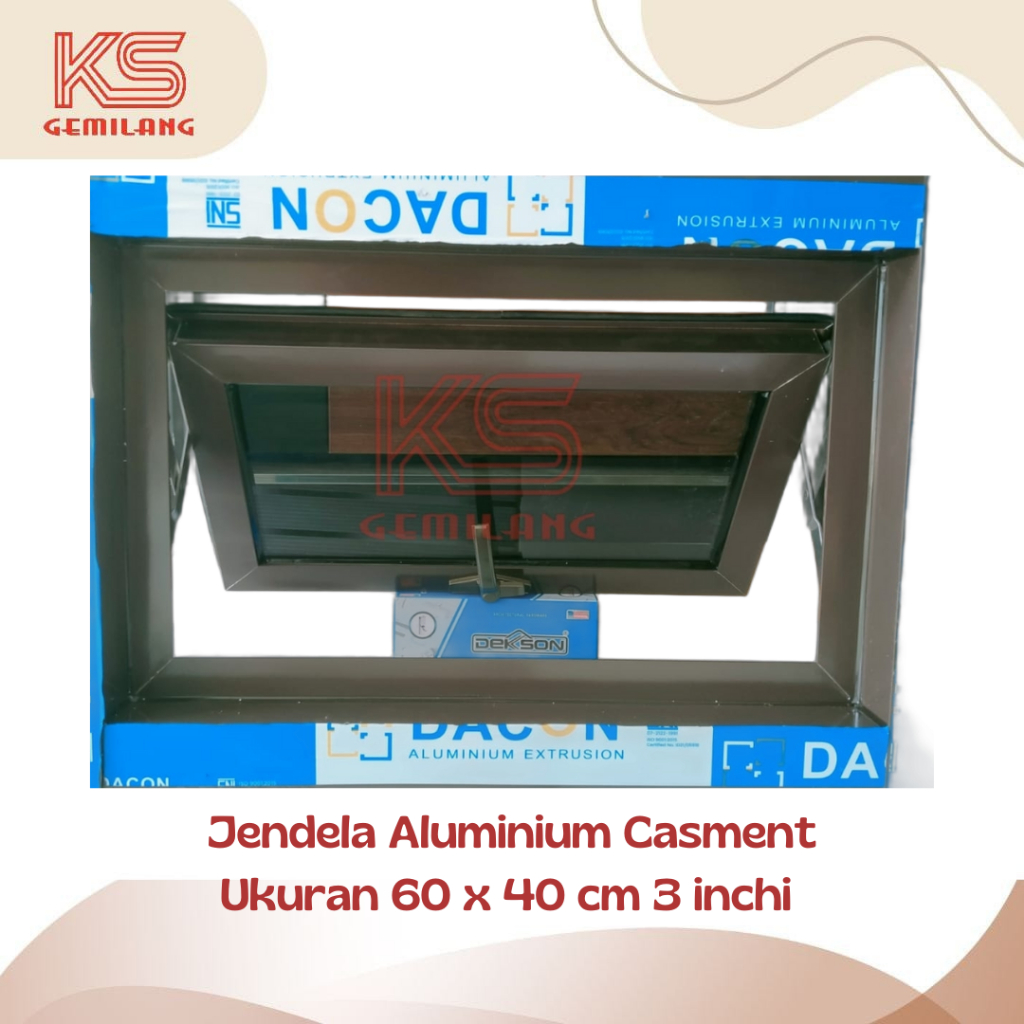 Jendela Aluminium Casment Ukuran 60 x 40 cm Kusen 3 inchi
