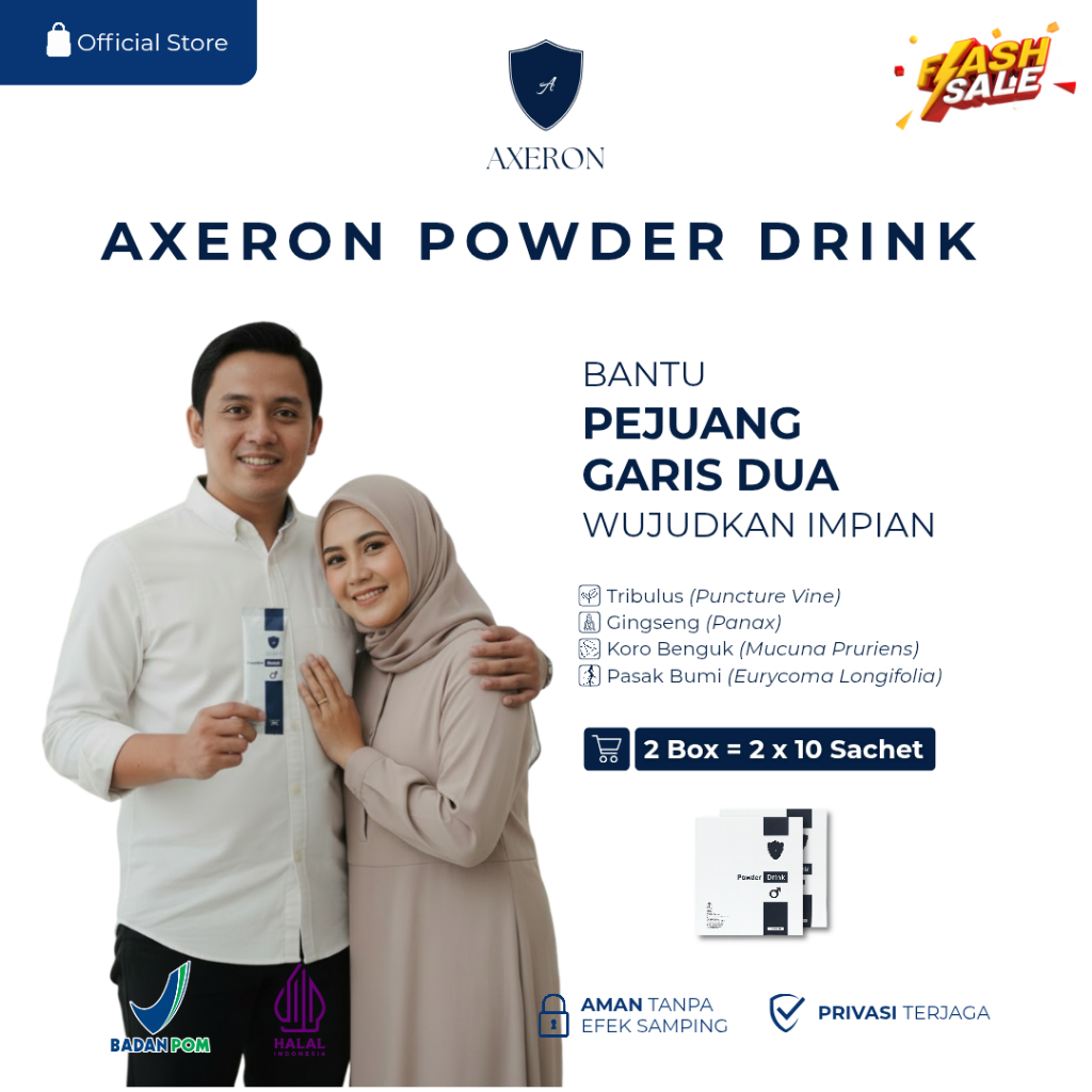 [FLASH SALE] Axeron Powder Drink 2 Box ORI BPOM dengan Ekstrak Tribulus Terrestris penunjang Promil 