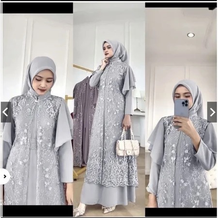 Georgina Dress Lebaran Kondangan Inner Belt Outer L XL XXL Premium Jumbo Mewah Gamis Muslim Produk T