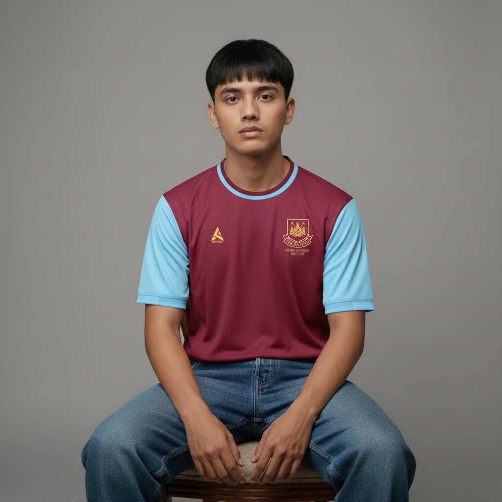 ATHLETIC SPORTWEAR - Jersey Vintage Bola Fantasy West Ham Home 2015-16 Fullprinting Casual - Atasan