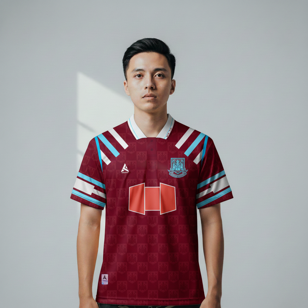 ATHLETIC SPORTWEAR - Jersey Vintage Bola Fantasy West Ham Home 1991-92 Fullprinting Casual - Atasan
