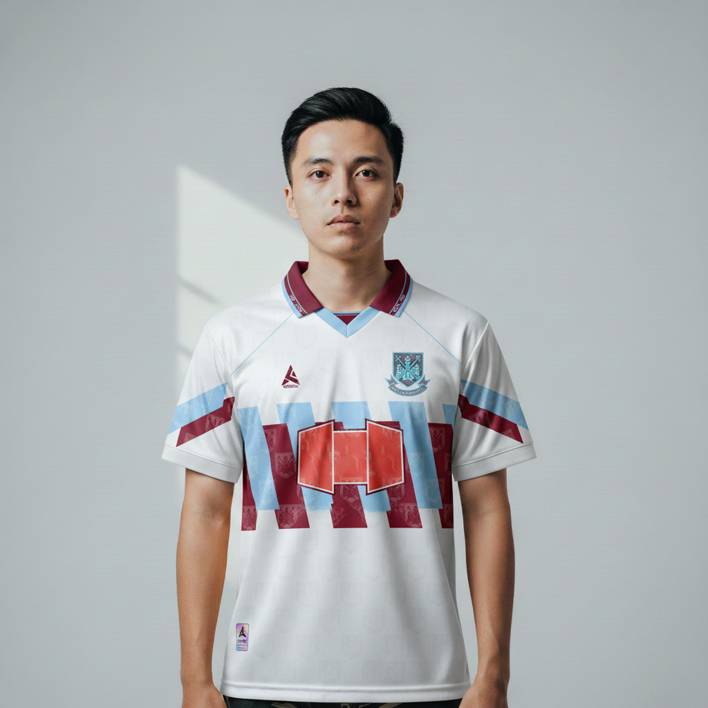 ATHLETIC SPORTWEAR - Jersey Vintage Bola Fantasy West Ham Away 1991-92 Fullprinting Casual - Atasan
