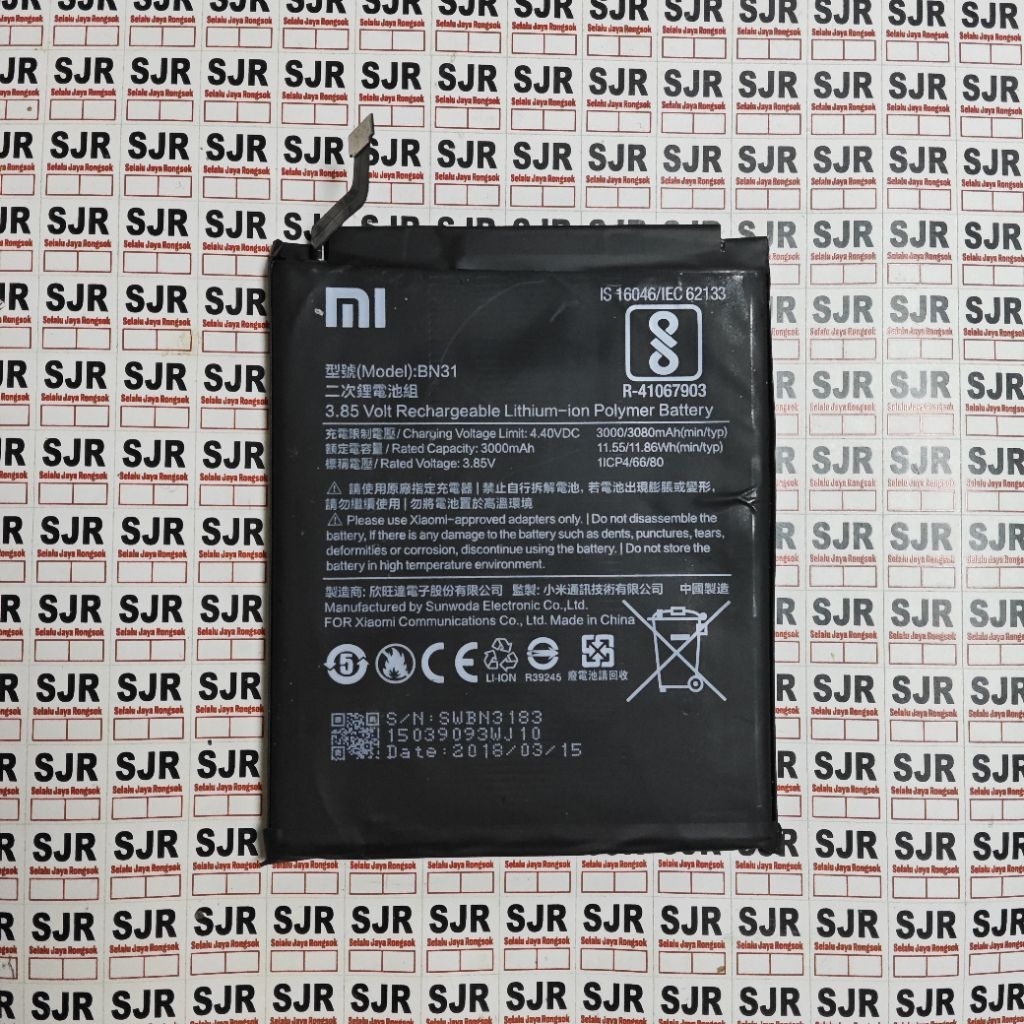 °Baterai Redmi Note 5a (BN31) Copotan Ori