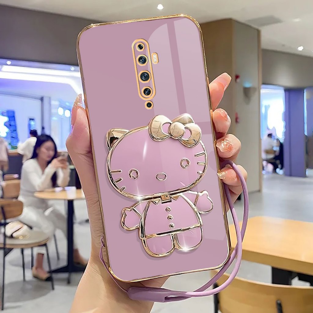 Soft Case Oppo Reno 2F, 2Z Case Stand Holder Mirror Silicone Luxury Plating