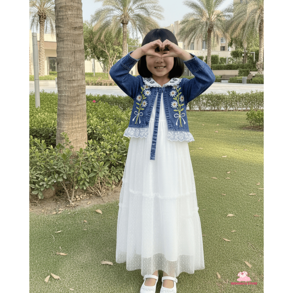 Gamis Rompi Jeans Premium Import Anak Perempuan Usia 3-10 Tahun / Gamis Rompi Jeans Mix Shakilla