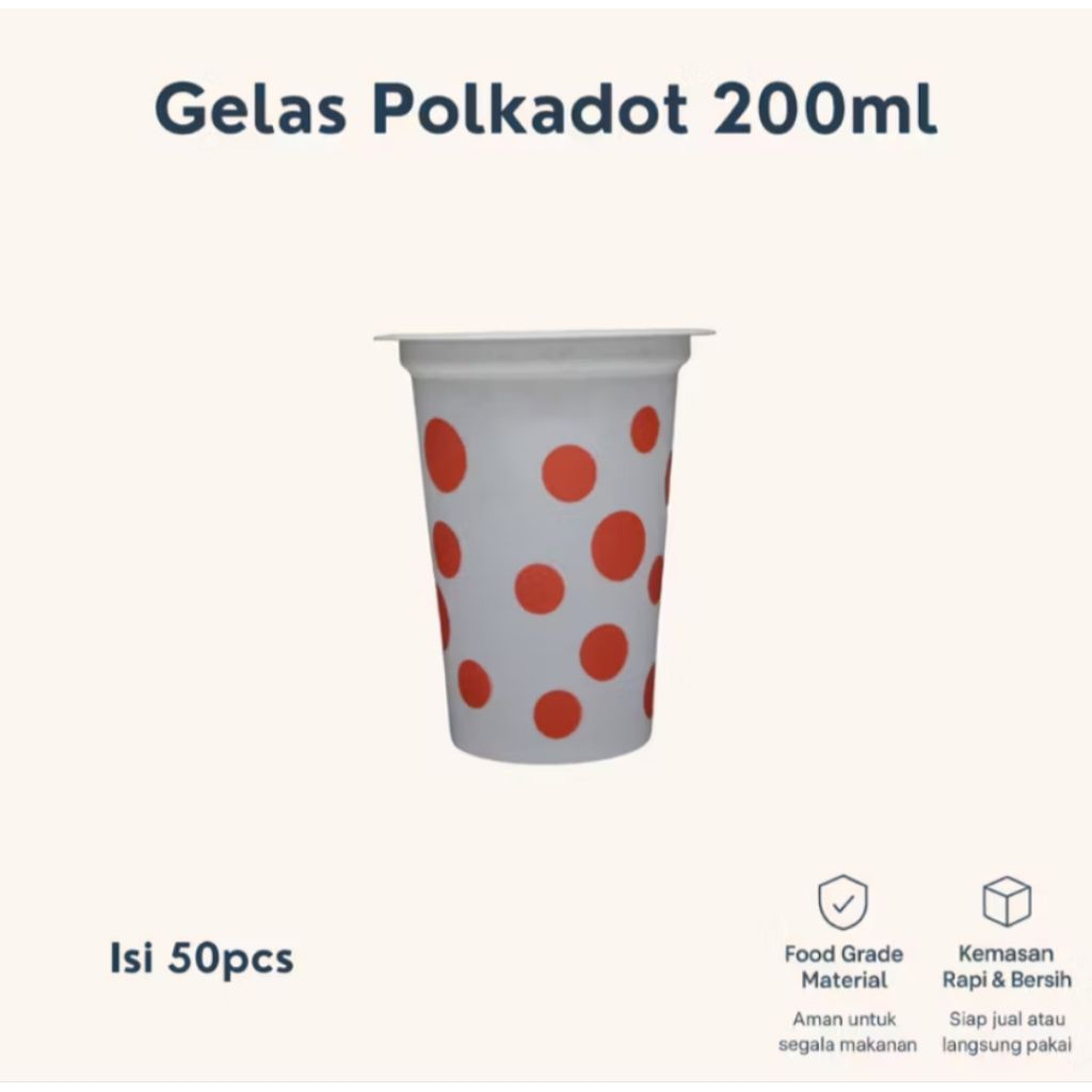 Gelas Plastik Bola Bola 200ml / Gelas Plastik Polkadot / Gelas Plastik Motif / Gelas Sekali Pakai