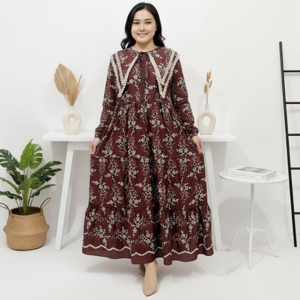 Jumbo Gamis Shanum katun bordir ld 120 130 140 cm