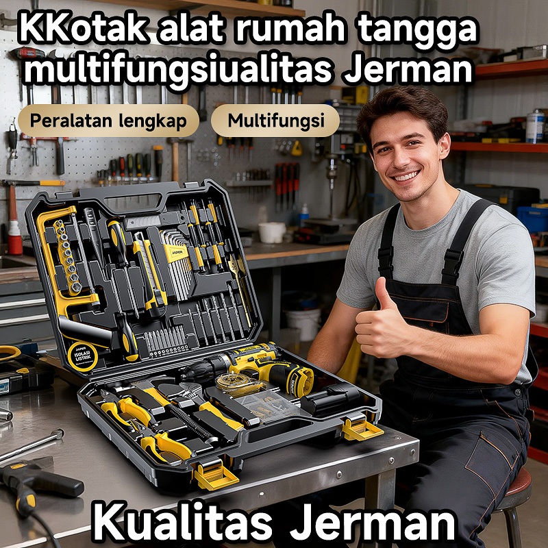 JAPER Mesin bor 2baterai cas bor listrik murah bor tangan baterai besi tembok Beton kayu - Cordless 
