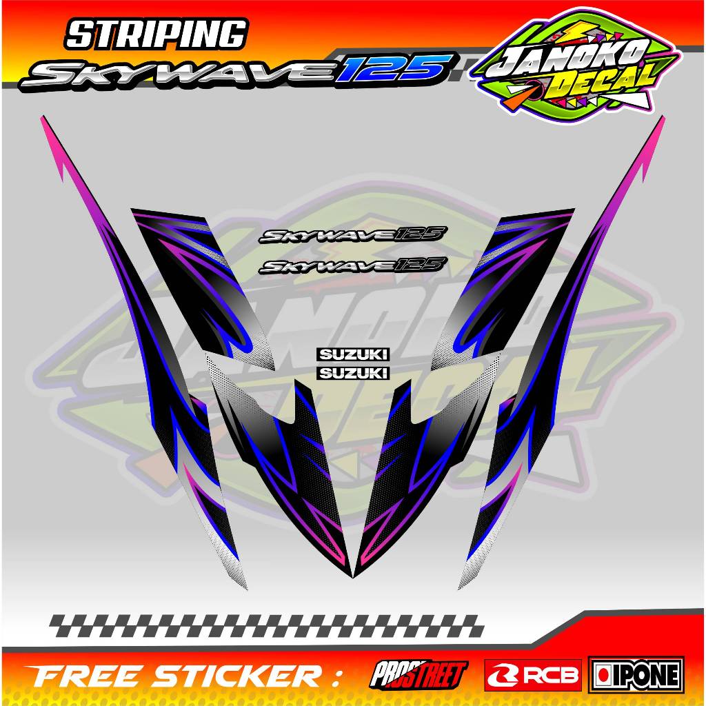 STRIPING VARIASI SUZUKI SKYWAVE 125 - LENGKUNG / STICKER LIST VARIASI MOTOR SKYWAVE 125