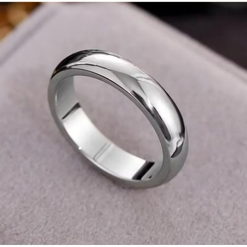 original cincin titanium polos silver cincin titanium wanita dan pria warna silver cincin titanium
