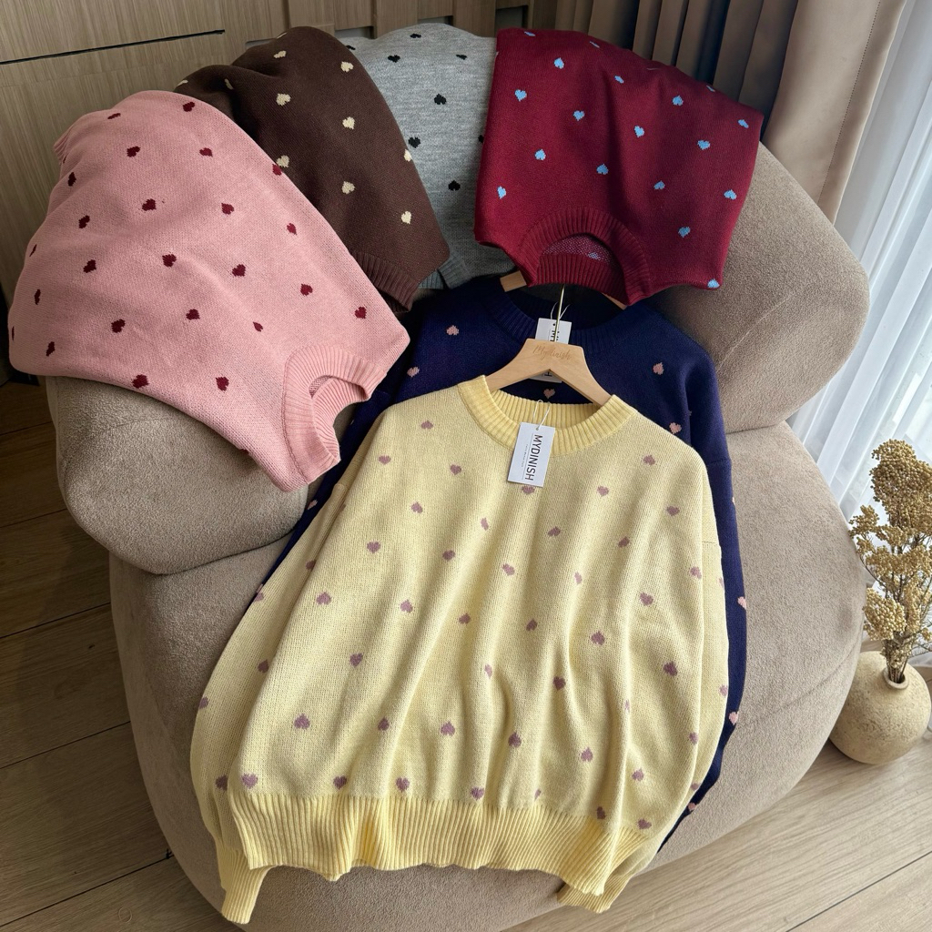 Hava PolkaLove Blouse - Atasan Wanita Bahan Rajut Premium Terkini