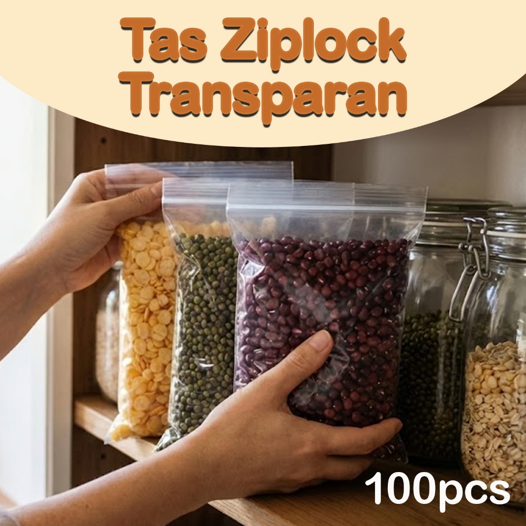 100pcs -- Tas Klip Transparan Multi Ukuran - Untuk Organizer Lemari, Kotak Mainan, Dokument & Kabel,
