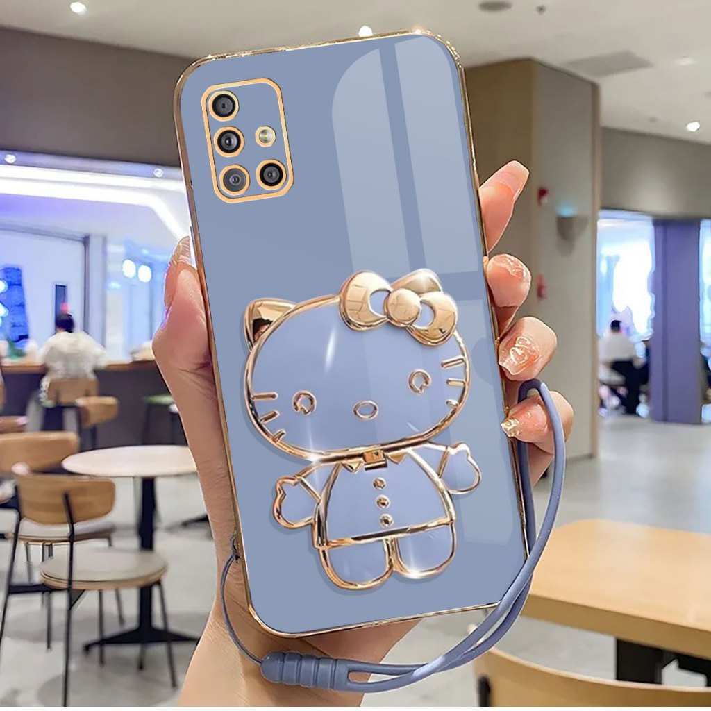 Case Samsung A51 Softcase Dengan Stand Mirror Plating