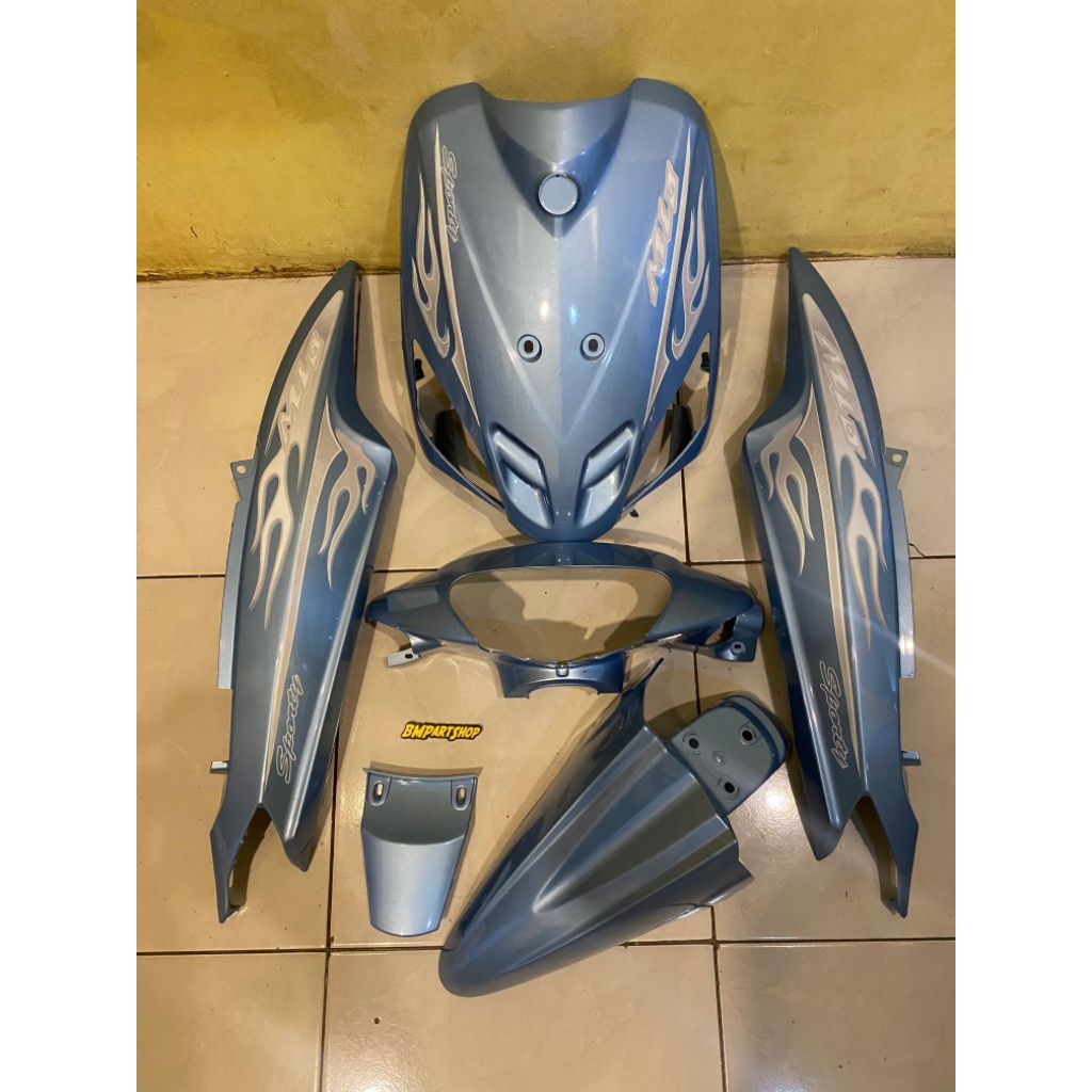 body alus mio sporty biru telor asin berstriping