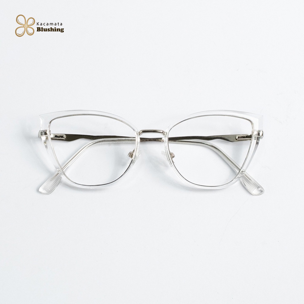 KACAMATA BLUSHING - Frame ANZU Transparan Silver Cateye Cat Eye Besi Elegant Daily