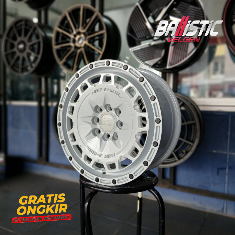 PROMO PELANG/VELG HSR ARFAK RING 15 UNTUK BRIO. CALYA. BRIO. SWIFT MODEL RALLY WARNA PUTIH