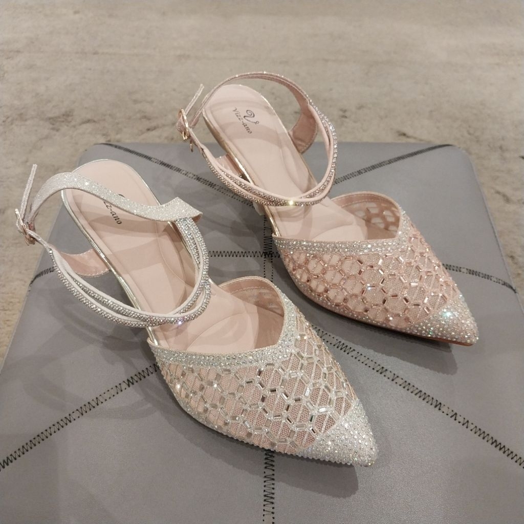 VIZZANO sepatu wanita selop/mules pesta slingback heels 5cm ori