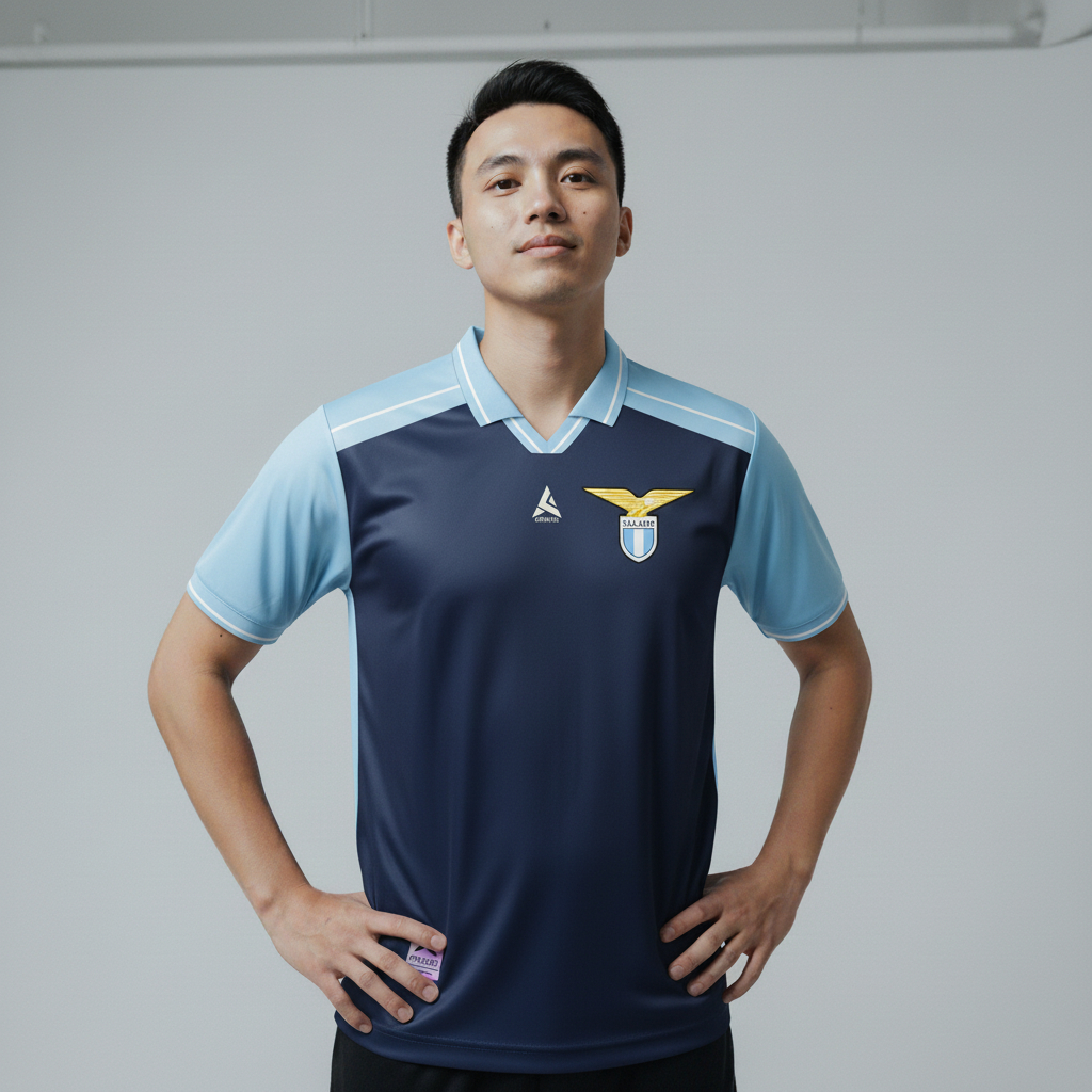 ATHLETIC SPORTWEAR - Jersey Bola Fantasy Lazio Away 2001-2002 EUFA Fullprinting Casual - Atasan