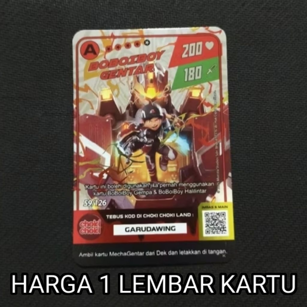 Boboiboy Monsta Galaxy Card Boboiboy Gentar Choki Choki Ver 2 (Silver)