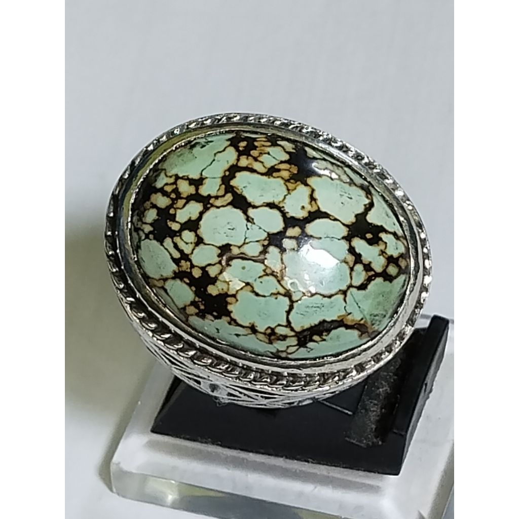 BATU AKIK PIRUS HUBEI/XINJIANG RING ALPAKA MOTIF CAKEP