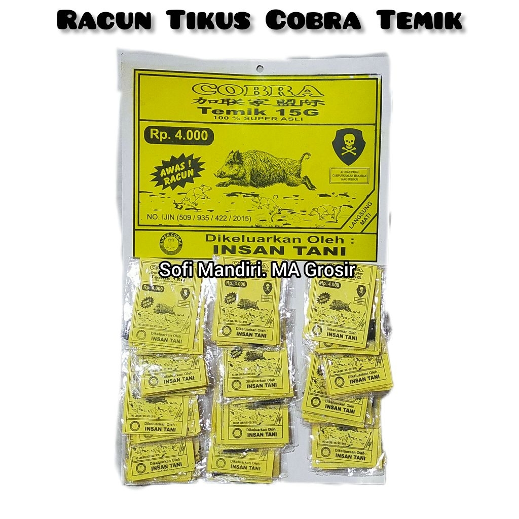Racun Tikus Cobra Temik Racun Cobra Tikus Dan Celeng 15g Rentengan isi 72 Pcs
