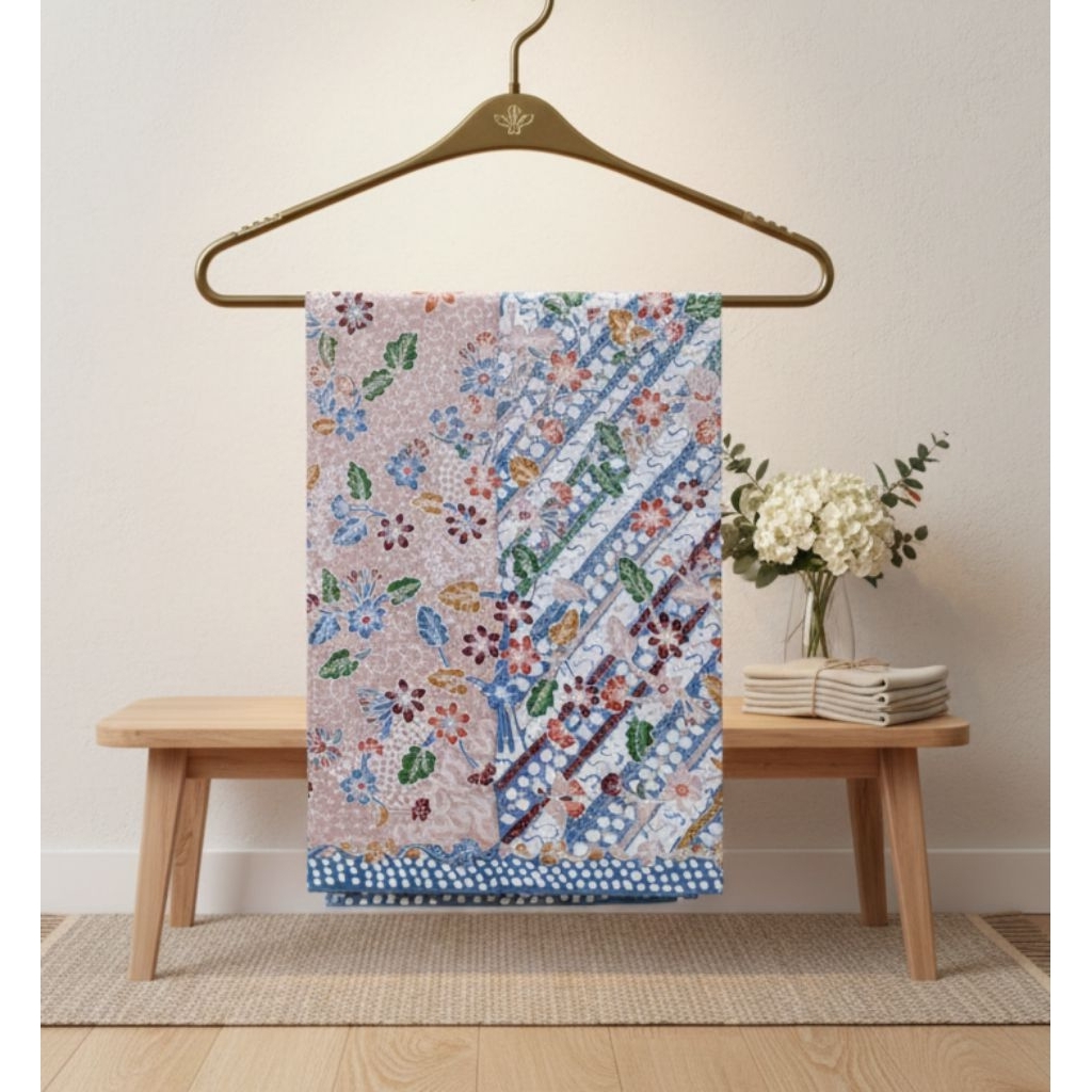 Dusty Yale Blue-Nude Skin Kain Batik Asli Tulis Lasem Batik Tulis Batik Lasem