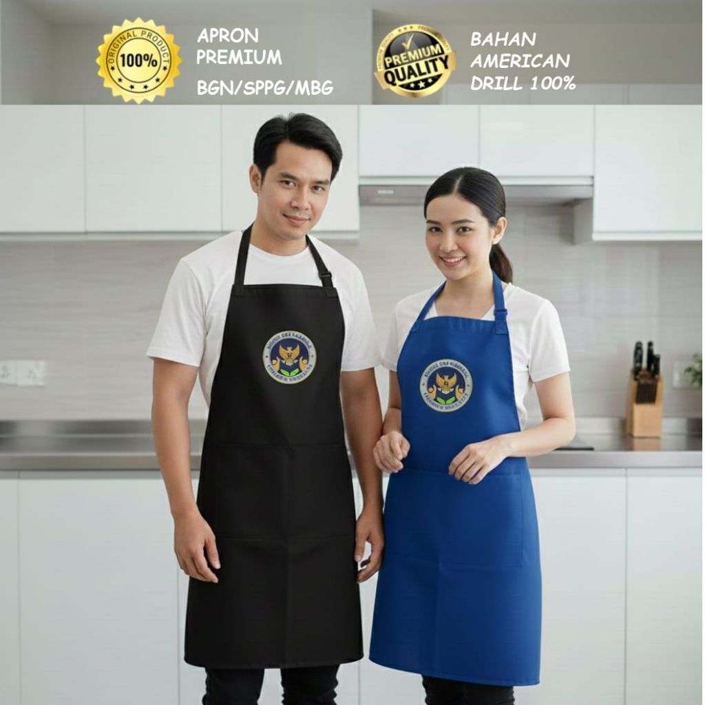 Celemek Apron BGN Badan Gizi Nasional SPPG Celemek Dapur MBG Bahan Drill