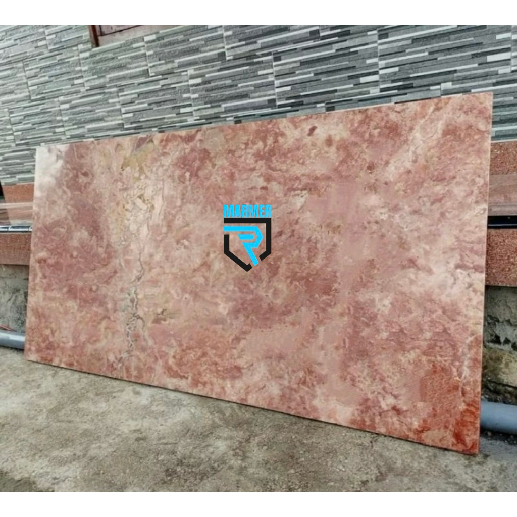 Lembaran lantai batu marmer merah glossy