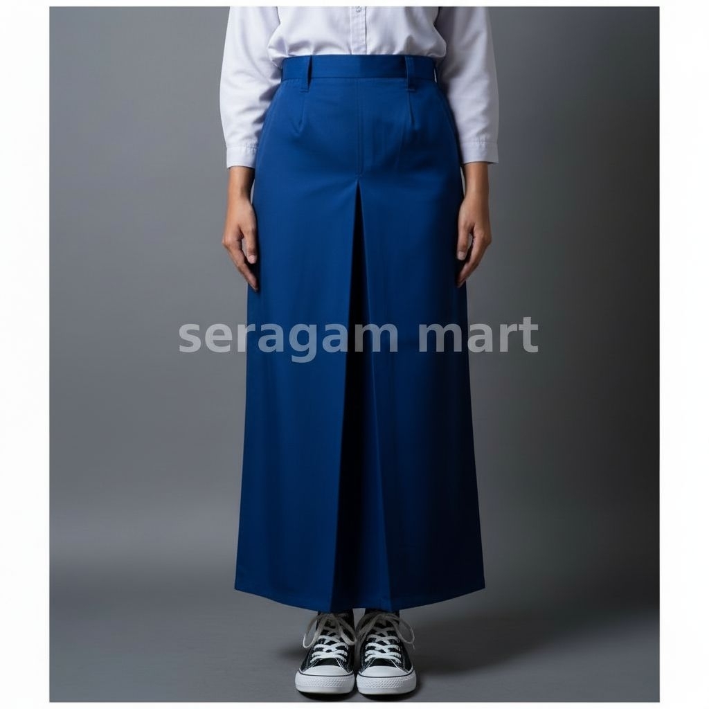 Rok Span 1 Panjang Biru SMP Bahan Licin Premium