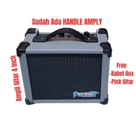 Ampli Gitar Listrik Mini 4 Inch-Ampli Gitar Mini 4 Inch Terbaru Sudah Ada HANDLE AMPLY Distorsi+Aux+