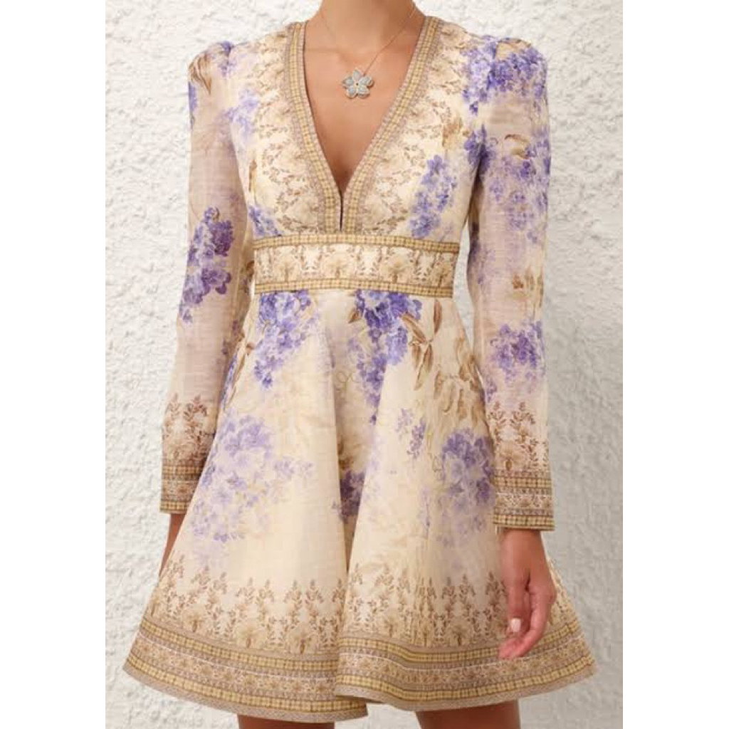 Zimmermann Dawning Plunge Mini Dress NEW