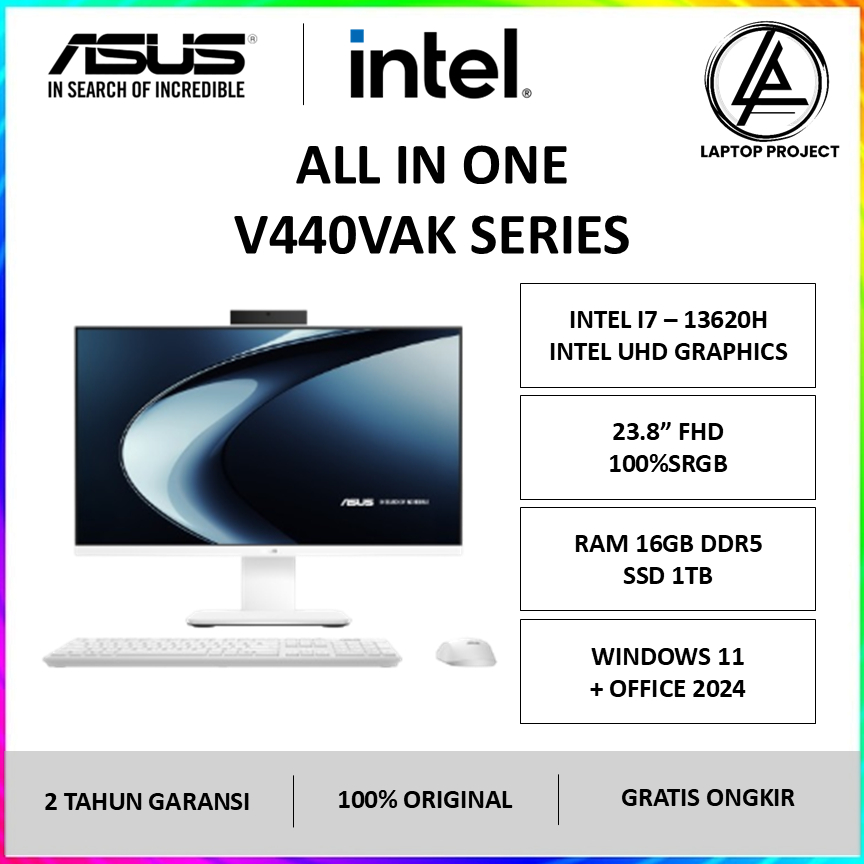 Asus AIO V440VAK Series Intel Core i7-13620h 16GB SSD 1TB 24 inch FHD 100%SRGB W11 OHS - All in One 