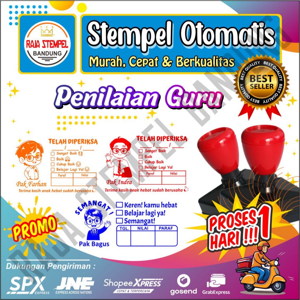 STEMPEL PENILAIAN GURU LAKI - LAKI PERSEGI TERLENGKAP  STAMPEL NILAI GURU PAUD, TK SD SMP SMA | STAM