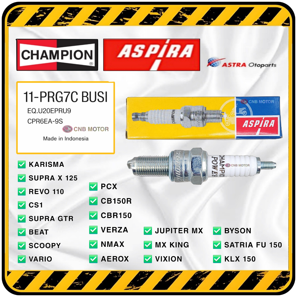 ASPIRA x CHAMPION >> Busi PRG7C / CPR6EA-9 SUPRA X 125 KARISMA BEAT SCOOPY VARIO 110 MX KING dsb