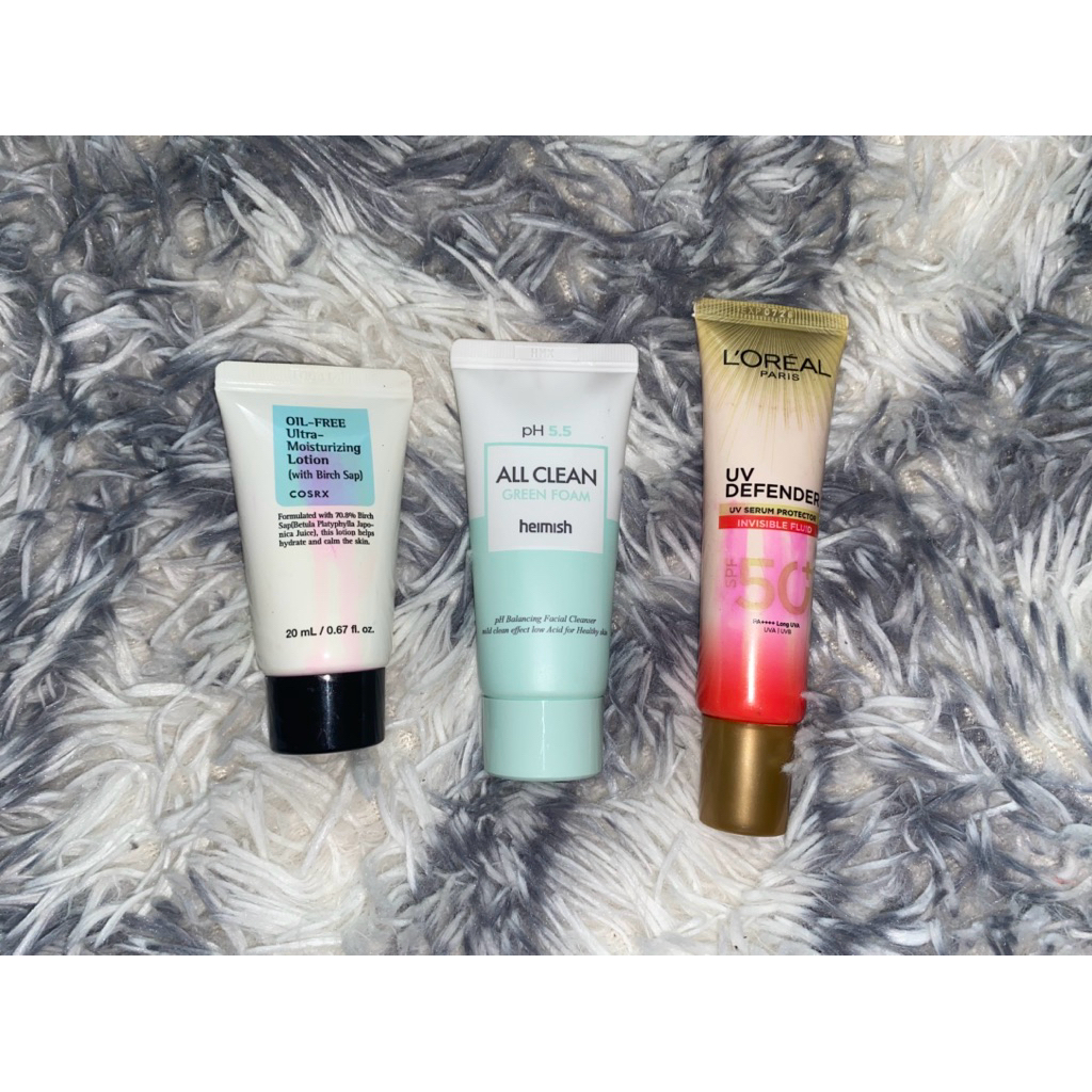 bundle skincare (Cosrx oil free ultra mousturizing lotion, Heimish all clean green foam facial wash,