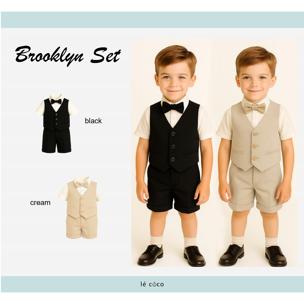 Lecoco Brooklyn Set - Baju Set Jas Anak Laki-Laki - Setelan Rompi Formal Pesta Party Graduation Wisu