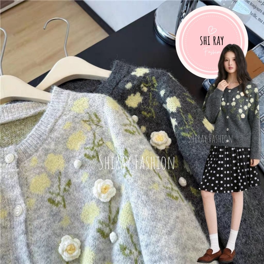 cardigan knit impor / cardigan rajut impor / cardigan rajut halus lembut / cardigan light grey dark 