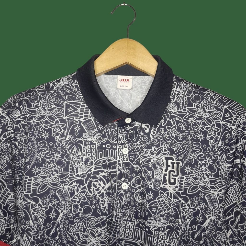 JDX GOLF AOP Kaos Kerah Dri Fit Olahraga Pria, Atasan Olahraga Pria