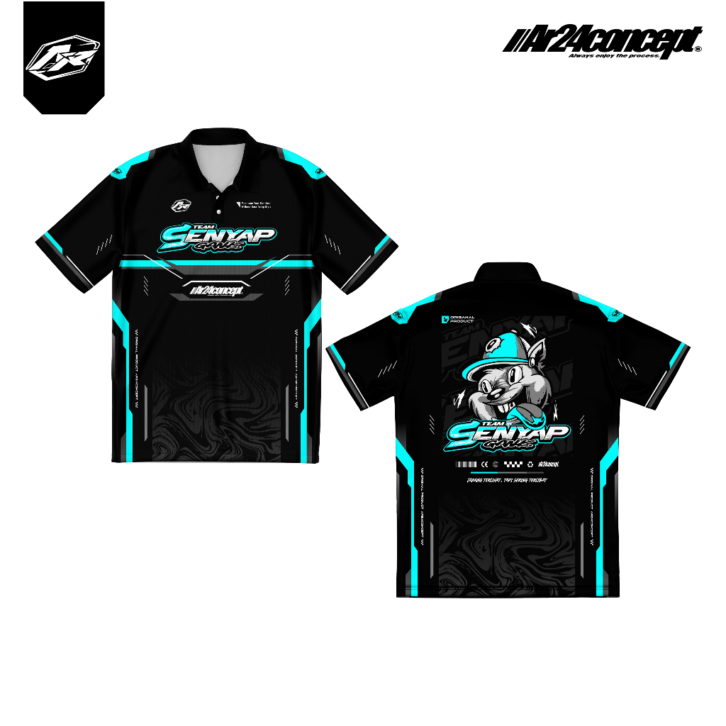 AR24CONCEPT Jersey Team Senyap Gank | Model kerah Poloshirt Bahan Dryfit Embosh Premium Unisex Pria 