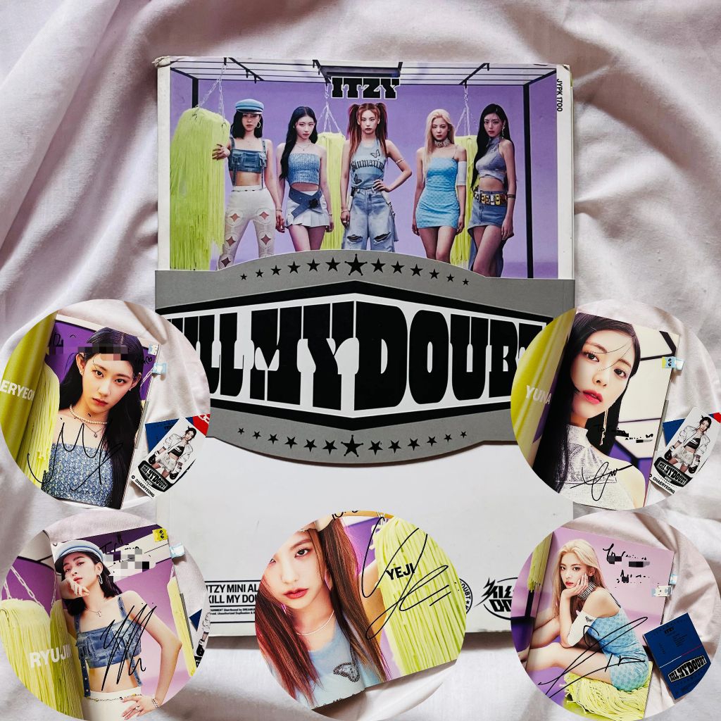[ot5 signed] itzy kill my doubt album cake only yeji lia ryujin chaeyoung yuna photocard pc